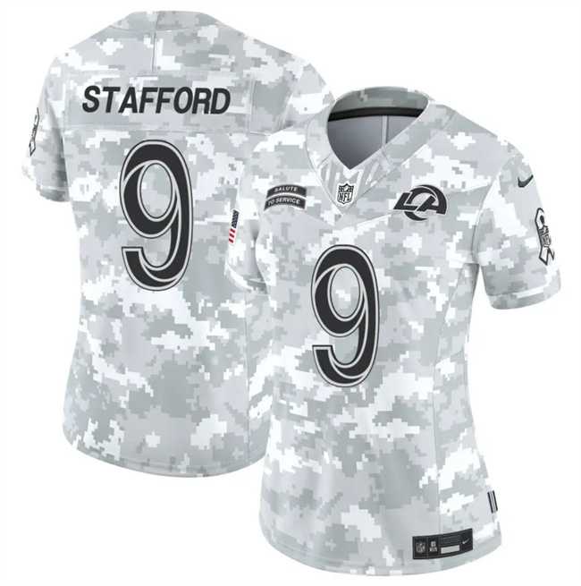 Women%27s Los Angeles Rams #9 Matthew Stafford 2024 F.U.S.E Arctic Camo Salute To Service Limited Stitched Jersey Dzhi